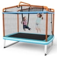 thumbnail image 1 of Gymax 3-in-1 6FT Rectangle Kids Trampoline w/ Swing Horizontal Bar & Safety Net Outdoor Orange, 1 of 9