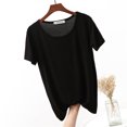 thumbnail image 1 of Weiqiqre T-Shirt à Col Rond pour Femme à Manches Courtes Ajusté T-Shirt Mince Uni Haut de Pyjama Pyjama à Manches Courtes, 1 of 8