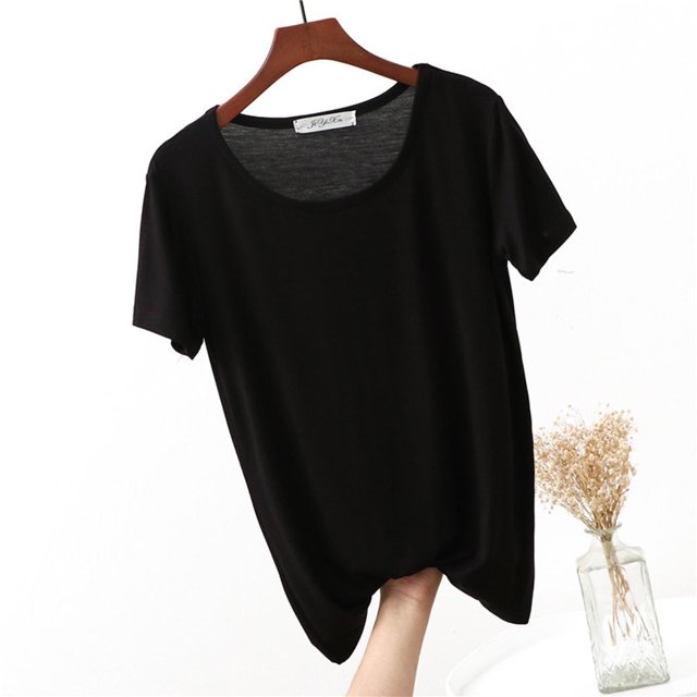 Weiqiqre T-Shirt à Col Rond pour Femme à Manches Courtes Ajusté T-Shirt Mince Uni Haut de Pyjama Pyjama à Manches Courtes