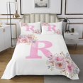 thumbnail image 1 of Erosebridal Ensembles de Courtepointe Rose pour Filles pour Lit Format Grand, Ensemble de Literie Lettre Initiale R, Déco Dessin Animé, 1 of 5
