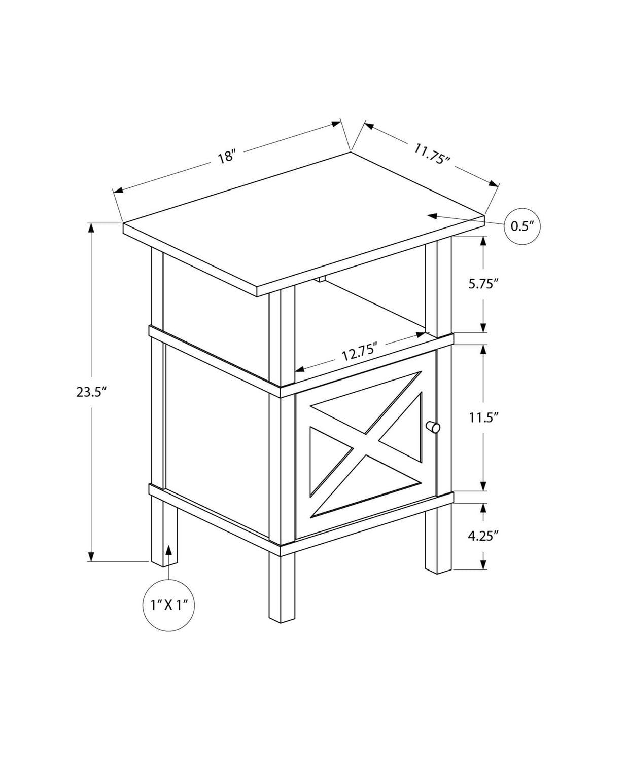 Monarch Specialties Table D'appoint, Table D'appoint, Bout, Salon, Petit, Rangement, Stratifié En Bronze Foncé, Transitionnel