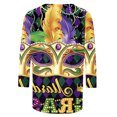 thumbnail image 5 of Chemises à Paillettes Mardi Gras Grande Taille pour Femmes, T-Shirts de Croisière de Carnaval, Vêtements Graphiques de Mardi Gras pour Femmes Grande Taille, Chemises à Col Rond à Manches 3/4 Imprimées Masque de Carnaval pour Femmes Mode Hauts de Carnaval, 5 of 5