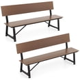 thumbnail image 1 of Costway 2 PCS 4-Person Bench with All-Weather HDPE Seat & Back Heavy-Duty Metal Support Brown, 1 of 9