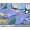 thumbnail image 2 of Soimoi Blue Silk Fabric Christmas Tree & Penguin Cartoon Fabric Prints By Yard 42 Inch Wide, 2 of 5