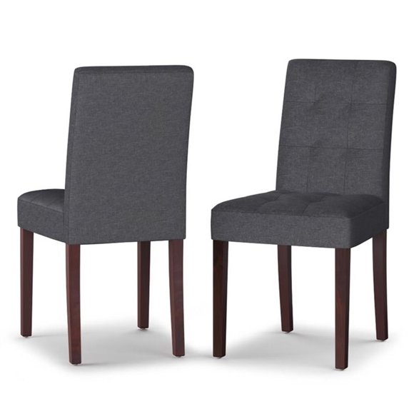 Simpli Home Andover Fabric Parsons Dining Chair in Slate Gray (Set of 2)
