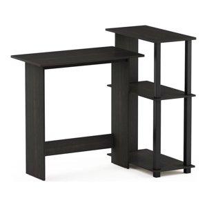Pemberly Row Bureau d'ordinateur en bois Corner avec bibliothèque en Espresso/Noir