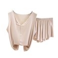 thumbnail image 1 of Chbgutlmr 2 Piece Womens Pajama Sets Summer V Neck Sleeveless Tops Ruffle Elastic Waisted Shorts Lounge Outfits, 1 of 3