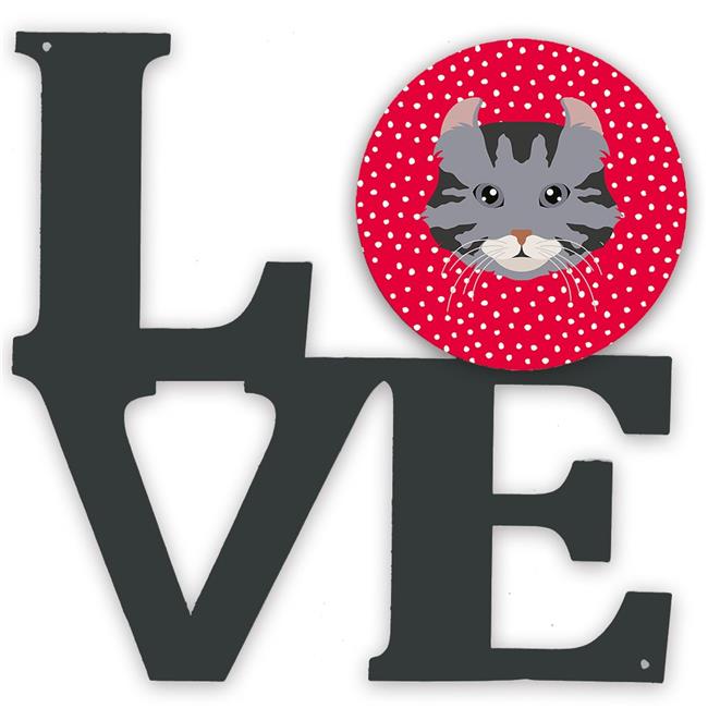 Carolines Treasures American Curl Cat Metal Artwork Love Wall-Decor, Multicolor