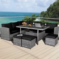 thumbnail image 1 of Gymax 7PCS Rattan Patio Sectional Sofa Set Conversation Set w/ Black Cushions, 1 of 10