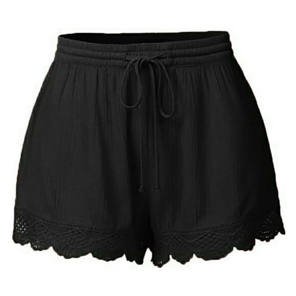 Ketyyh-chn99 Swim Shorts Women Fashion Casual Summer Womens Summer Cute Shorts Casual Side Pockets High Waist Shorts Black,S