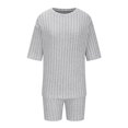 thumbnail image 4 of Mikilon Pyjama Décontracté pour Femmes, Ensemble de Sommeil d'Été, Confortable, Version Ample, Col Rond, Ensemble Deux Pièces, Manches Courtes, Blouse/chemise à Col Rond, Gris, M, 4 of 6