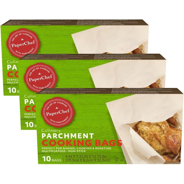 PaperChef - Sacs en Papier Parchemin - Polyvalents, Antiadhésifs - Parfaits pour Rôtir et Cuire à la Vapeur - 10 Unités - Lot de 3