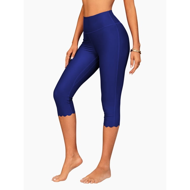 Charmo Pantalon Capri de Natation pour Femmes Leggings à Grande Taille Grand Sport Maillot Dermoprotecteur Pantalon de Surf