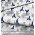 thumbnail image 2 of Soimoi Blue Satin Silk Fabric Tree & World Map Print Fabric by the Yard 42 Inch Wide, 2 of 3