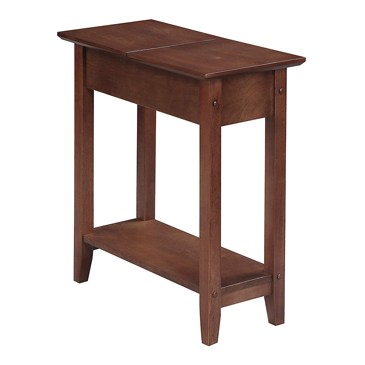 Convenience Concepts American Heritage Flip Top Wooden Side End Table, Walnut