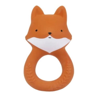 A Little Lovely Company - Teething Toy - Orange - Natural Rubber from Hevea Tree – Cheeky Fox Character - Soothes and Comforts Teething Babies - Safe and Fun – 0+ months