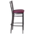 thumbnail image 2 of HERCULES Series Clear Coated ''X'' Back Metal Restaurant Barstool - Burgundy Vinyl Seat, 2 of 6