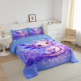 thumbnail image 3 of Erosebridal Ensembles de Couette Axolotl Mignon Format Grand, Couettes et Duvets Animaux Marins de Dessin Animé, Violet Rêveur, Réversible, 3 of 7