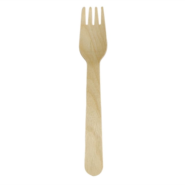 Japceit 100PCS Party Picnic Disposable Wooden Fork, featuring a natural wooden finish with a lacquered surface. The fork measures 16cm in length and is ideal for serving ice cream, desserts, or other foods at parties or picnics. Made of durable, tasteless wood, it is eco-friendly and suitable for domestic and commercial use. Often used as eco-friendly party tableware for casual dining or events.