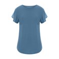 thumbnail image 3 of Birdeem Women Casual Round Neck Short Puff Sleeve Solid Color Pullover Blouse T-Shirt Tops Loose Fit, 3 of 6