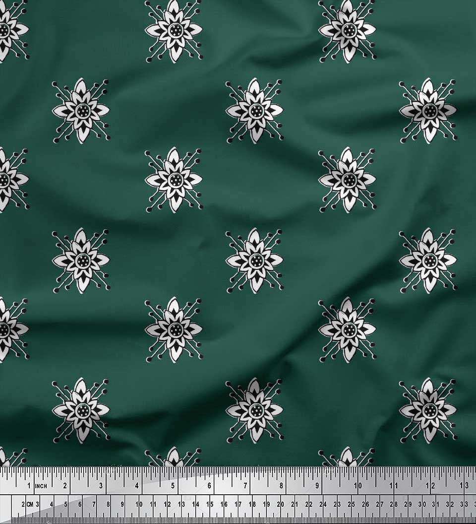 Soimoi Rayon Crepe Fabric Floral Block Printed Craft Fabric by The Yard 46 Inch Wide