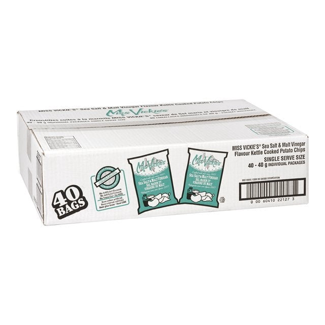 Miss Vickies Sea Salt & Malt Vinegar Potato Chips | 40G/Unit, 40 Units/Case