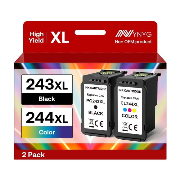 NYNYG 243 244 XL for Canon TS3420 Ink Cartridge Compatible for Canon Ink 245 246 XL PG-243 CL-244 XL for Pixma TS3420 TR4520 TR4522 TS3120 MX490 MX492 MG2520 Printers (Black, Tri-