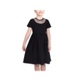 thumbnail image 1 of Robe Fille Chemise Noire Col Filet Perlé Courte Formelle Élégante 6 Ans, 1 of 7