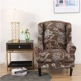 thumbnail image 2 of Sumhomie Stretch Printed 2-Piece Wing Armchair Slipcover,Brown, 2 of 4
