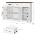 thumbnail image 2 of Homfa Buffet Bahut de Cuisine 42,5 Pieds', Armoire de Rangement Style Ferme à 3 Tiroirs pour Café avec Tablette Ajustable, Blanc, 2 of 10