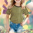 thumbnail image 2 of GDREDA T-Shirt Graphique à Manches Courtes Rayé de Carnaval pour Garçons, Chemise de Fête Colorée, Haut Décontracté Confortable pour Enfants Jaune,90, 2 of 4