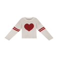 thumbnail image 3 of Pull pour Femmes Manches Longues Col Tricoté Cœur Ample Fête de Rue Chemise Décontractée Rose TG, 3 of 5