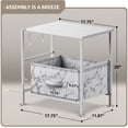 thumbnail image 4 of Sorbus Table de Chevet à 2 Tiroirs Commode Table d'Appoint - Cadre Blanc Marbre Blanc, 4 of 9