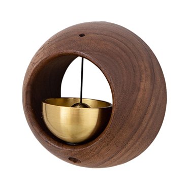 Cloche de Commerçant Ronde Petite Cloche de Porte en Bois pour Entrée Bureau Restaurant Brun Foncé