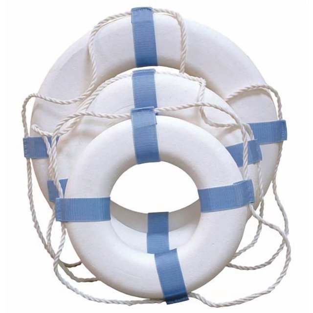 Taylor Made Life Buoy 371 17 Inch Diameter; Ring; White; Closed Cell Foam Ring/Polypropylene Grab Line