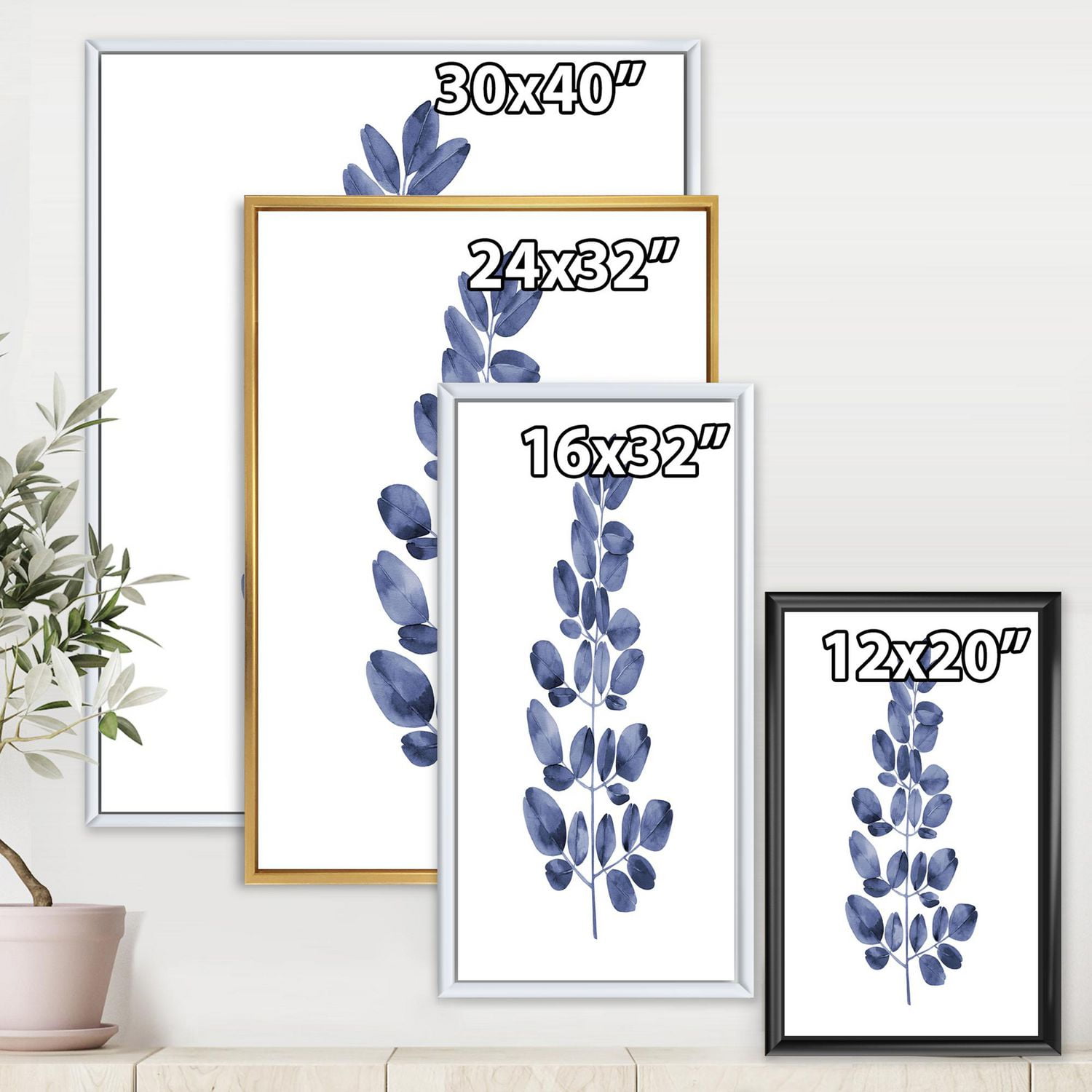 Designart Eucalyptus bleu marine II ART MURAL À CADRE FLOTTÉ