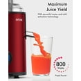 thumbnail image 3 of SiFENE 800W Centrifugal Juicer Machine, 3.2" Big Mouth, 3-Speed Setting, Easy Clean, Stainless Steel, Red, 3 of 8