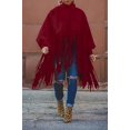 thumbnail image 3 of Haut à Franges à Col Montant à Manches Longues pour Femmes, Grande Taille, Poncho à Franges, 3 of 7