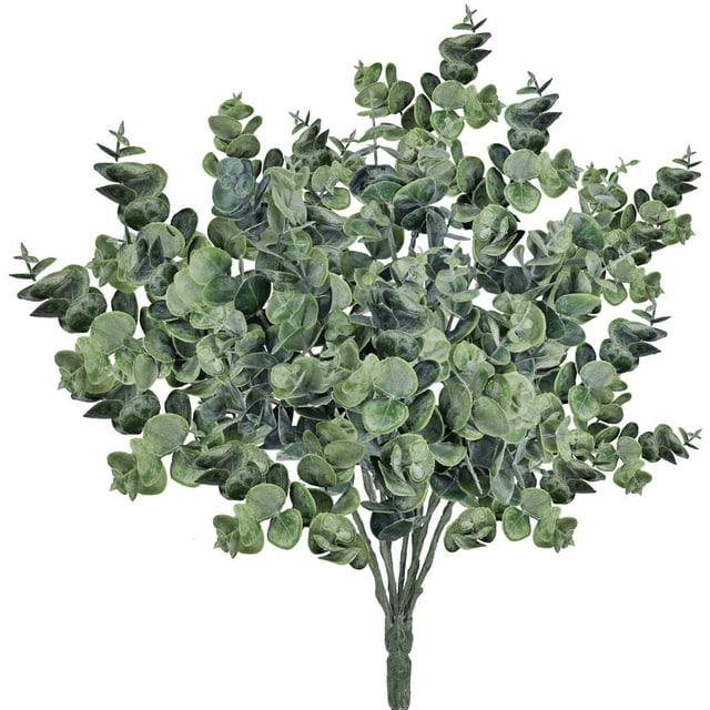 3 Pcs Fausses Feuilles d'Eucalyptus Tiges Artificielles Fausses Branches d'Eucalyptus Plantes en Vert Poussiéreux 14,6 Pouces de Hauteur pour Mariage Fête