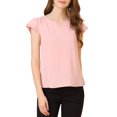 thumbnail image 1 of INSPIRE CHIC Women's Solid Blouse V Neck Ruffle Cap Sleeve Lightweight Work Blouse XL Light Pink, 1 of 7