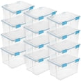 thumbnail image 1 of Sterilite 54-Qt Clear Plastic Stackable Storage Bin w/ Gasket Latch Lid, 12 Pack, 1 of 11