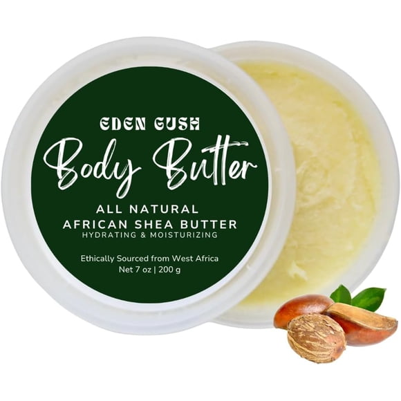 EDEN GUSH Shea Butter Raw Organic Unrefined 100% Pure Grade A - Natural Moisturizer for Skin, Hair, Face & Baby Care – Multipurpose Alternative to Petroleum Jelly - 200 g 7 OZ