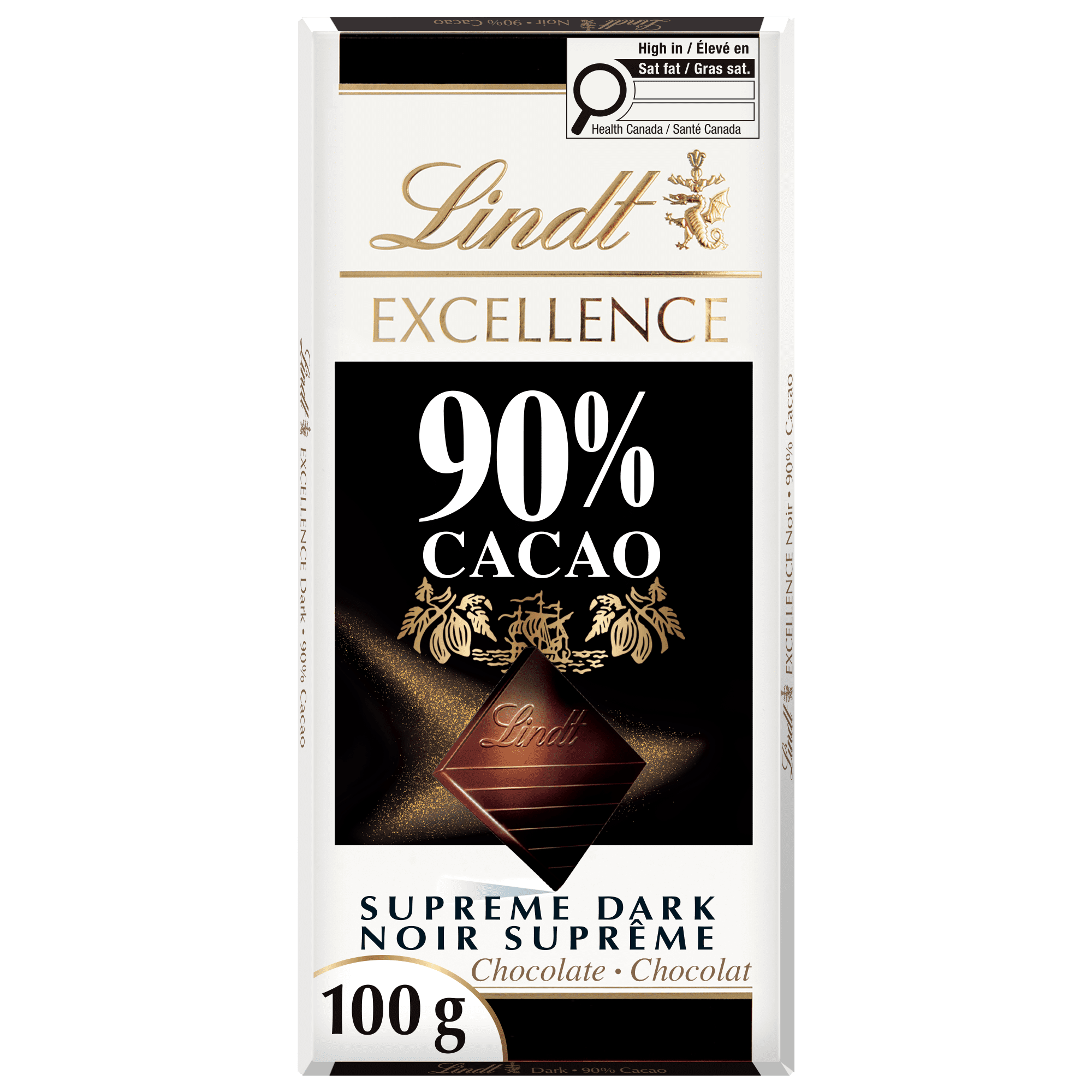 Lindt EXCELLENCE 90% Cacao Dark Chocolate Bar, 100 Grams
