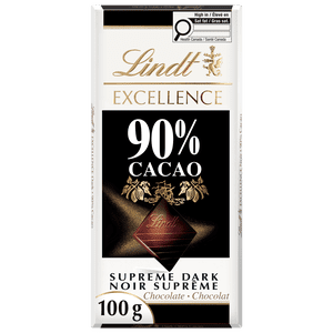 Lindt EXCELLENCE 90% Barre de chocolat noir Cacao, 100 Grams