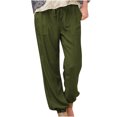thumbnail image 1 of Birdeem Womens Casual Solid Lace-Up Elastic Waist Pockets Casual Work Pants, 1 of 5