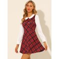 thumbnail image 2 of INSPIRE CHIC Women's Plaid Peter Pan Collar Long Sleeve Mini A-Line Dress, 2 of 6