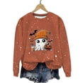 thumbnail image 1 of LMKIHUSA Chandails d'Halloween Fantôme pour Femmes Mode Décontractée Automne 2025 Chandail Kawaii Graphique Brillant Col Rond Chandail à Manches Longues Hauts Saison Effrayante Rouge,m, 1 of 8