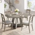 thumbnail image 3 of Farmhouse Dining Table, 47 Inch Round Kitchen Table for 4, Industrial Dinner Table with Wooden Top and Metal Base for Home Dining Room or Living Room（No Chairs）, 3 of 7