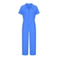 thumbnail image 4 of LSLJS Combinaison Pantalon à Revers Zippée à Taille Plissée Unie Décontractée pour Femme, 4 of 6