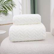 Tyidzon Towels for Bathroom 2 Set, Towels and Bath Towels, Cotton Soft, Absorbent and Quick Drying Bathroom Towels for Bathroom, Hotel, and Spa, White